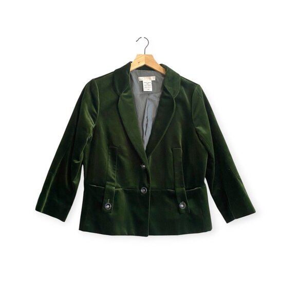 Chloe Velvet Cropped Blazer Green Cotton FR42 Made in France - Picture 1 of 15